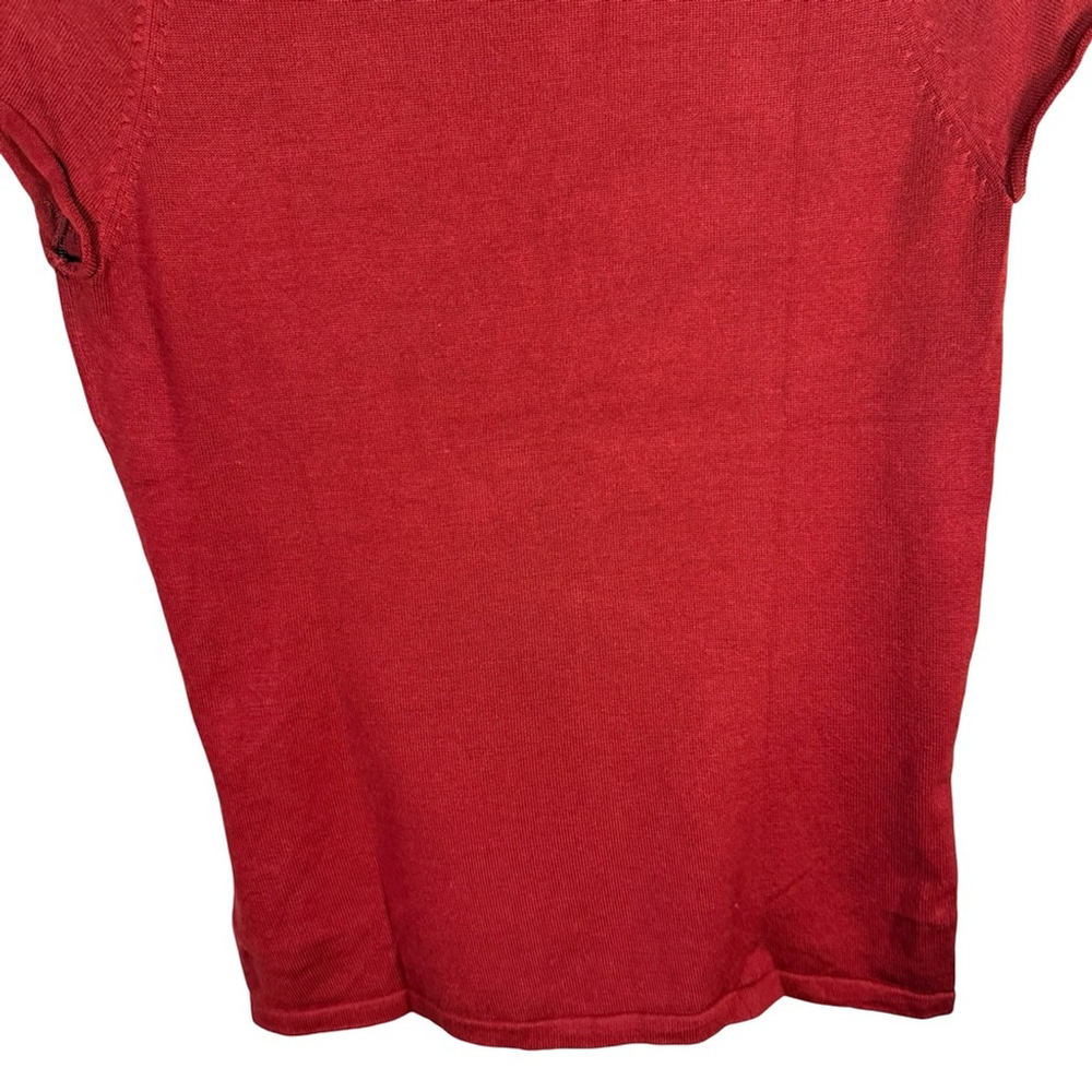 Banana Republic Deep Red Wrap Knit Short Sleeve Blouse Size M Classic Minimalist - Picture 10 of 10